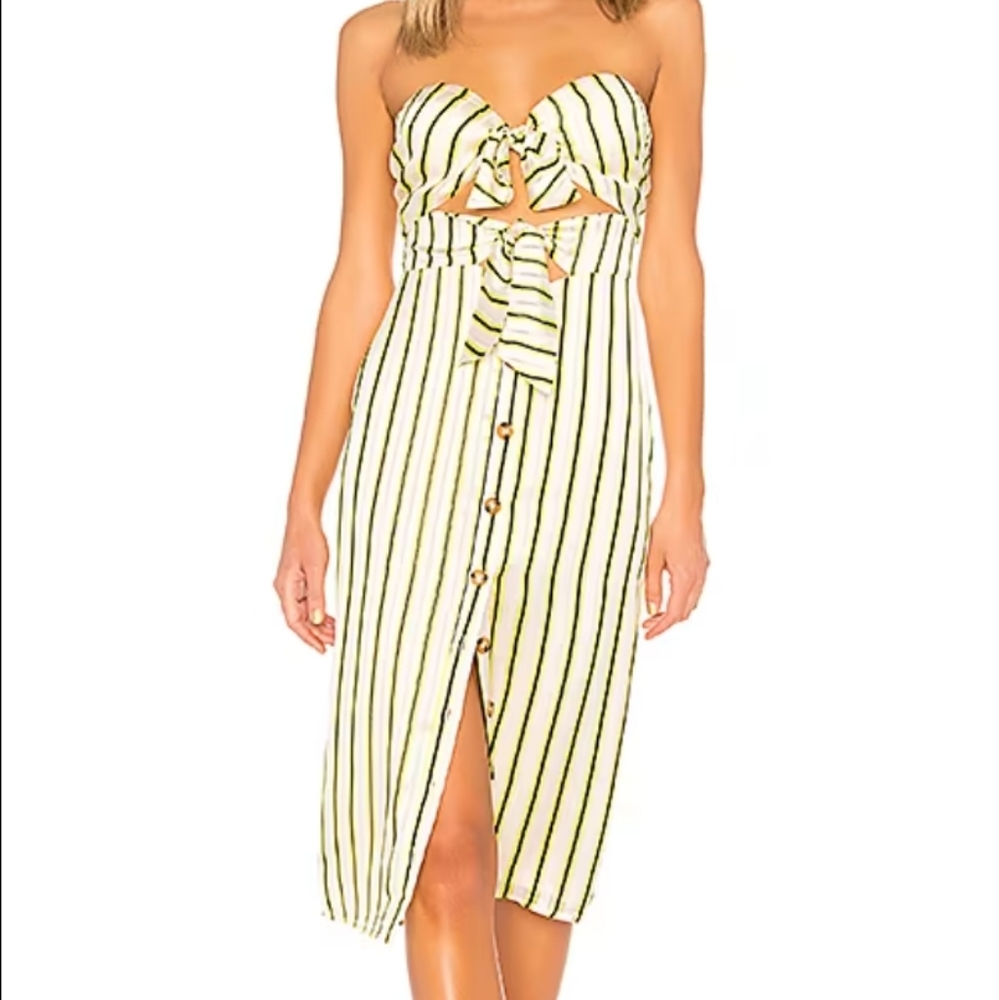 House of Harlow 1960 Striped Midi Dress - White and Black